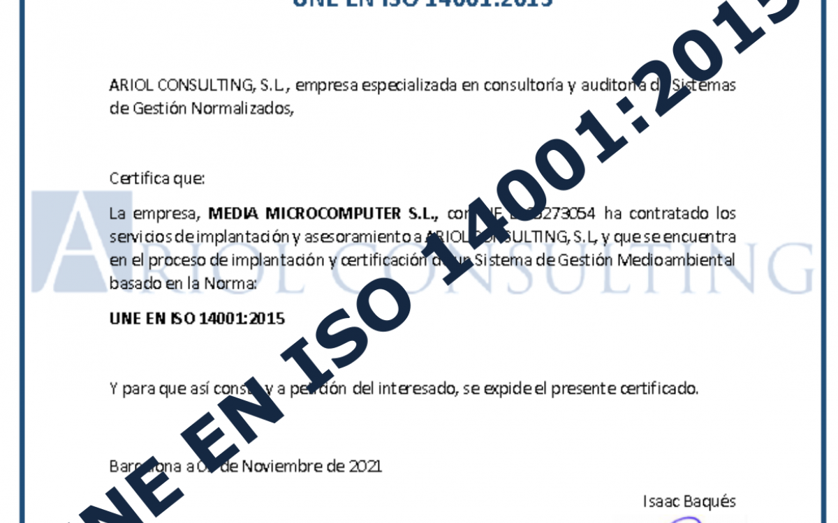 Media Microcomputer implantando la norma ISO 14001:2015